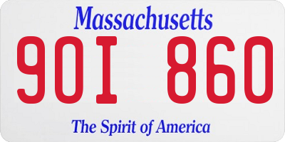 MA license plate 9OI860