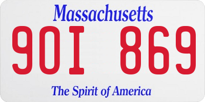 MA license plate 9OI869