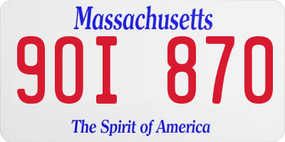 MA license plate 9OI870