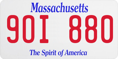 MA license plate 9OI880