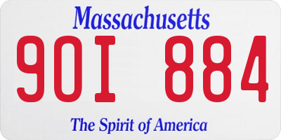 MA license plate 9OI884