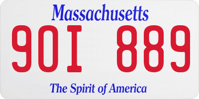 MA license plate 9OI889