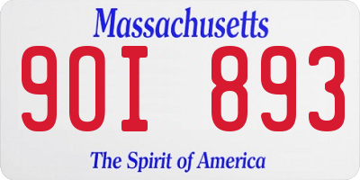 MA license plate 9OI893
