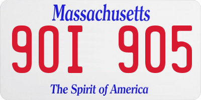 MA license plate 9OI905