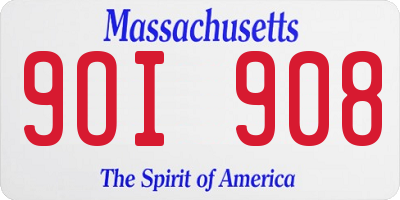 MA license plate 9OI908
