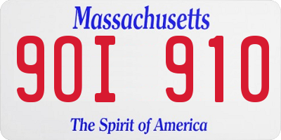 MA license plate 9OI910