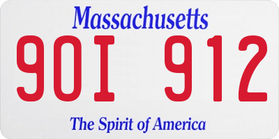 MA license plate 9OI912