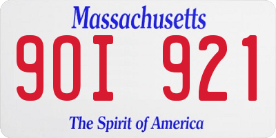 MA license plate 9OI921