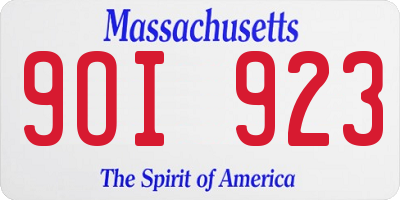 MA license plate 9OI923