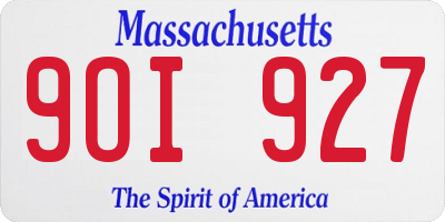 MA license plate 9OI927