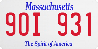 MA license plate 9OI931