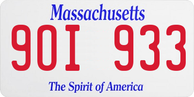 MA license plate 9OI933