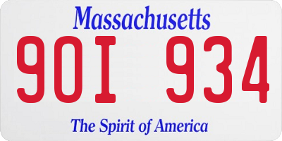 MA license plate 9OI934