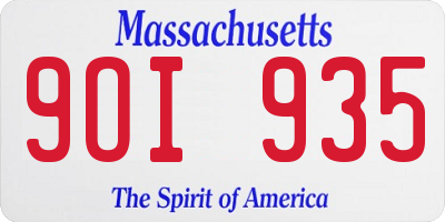 MA license plate 9OI935
