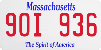 MA license plate 9OI936