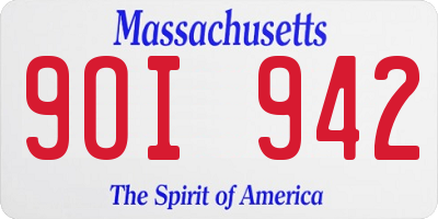 MA license plate 9OI942