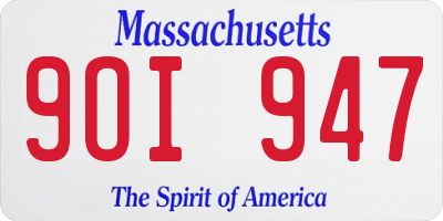 MA license plate 9OI947
