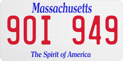 MA license plate 9OI949