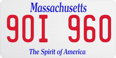 MA license plate 9OI960