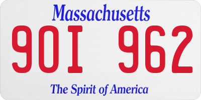 MA license plate 9OI962