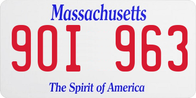 MA license plate 9OI963