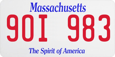 MA license plate 9OI983