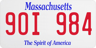 MA license plate 9OI984