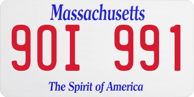 MA license plate 9OI991