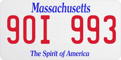 MA license plate 9OI993