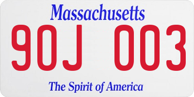 MA license plate 9OJ003