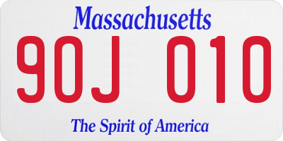 MA license plate 9OJ010