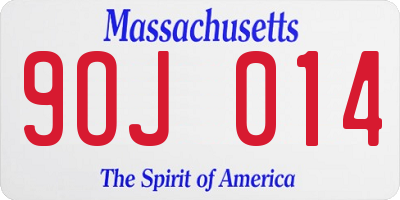 MA license plate 9OJ014
