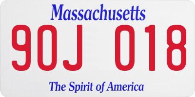 MA license plate 9OJ018