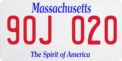 MA license plate 9OJ020