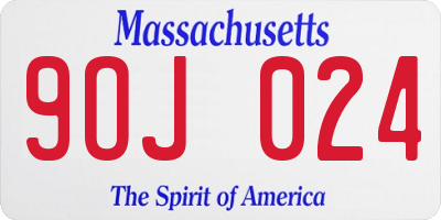 MA license plate 9OJ024