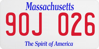 MA license plate 9OJ026