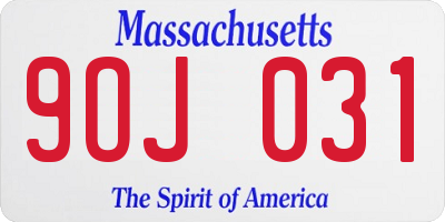 MA license plate 9OJ031