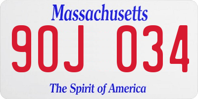 MA license plate 9OJ034