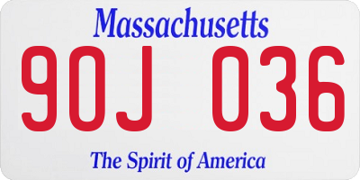 MA license plate 9OJ036