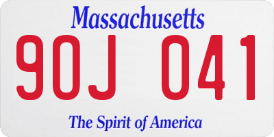 MA license plate 9OJ041