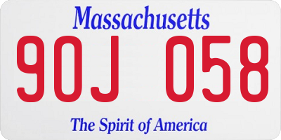 MA license plate 9OJ058