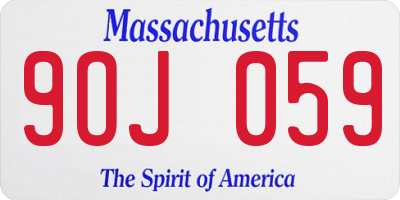 MA license plate 9OJ059