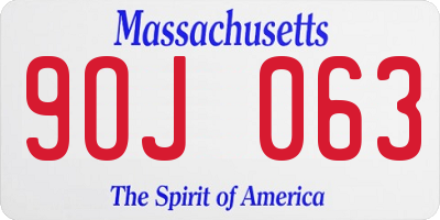 MA license plate 9OJ063