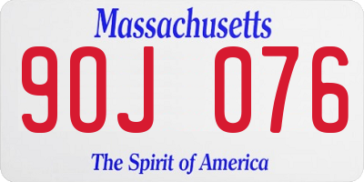MA license plate 9OJ076