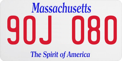 MA license plate 9OJ080
