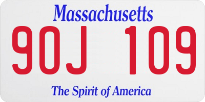 MA license plate 9OJ109