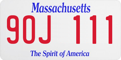 MA license plate 9OJ111