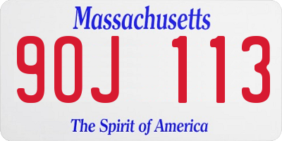 MA license plate 9OJ113