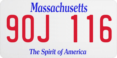 MA license plate 9OJ116