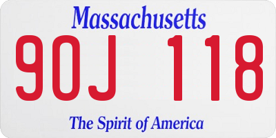MA license plate 9OJ118